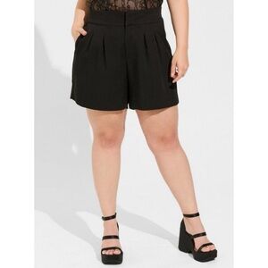 Black Wide Leg Studio Pique Short 14  Torrid Business Casual Shorts Adjust Waist